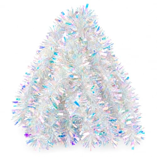Aufee Iridescent Metallic Christmas Tinsel Garland 20ft for Indoor & Outdoor Decor