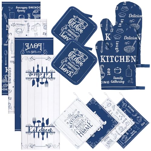 12-Piece Farmhouse Kitchen Set: Oven Mitts, Pot Holders, and Dish Towels