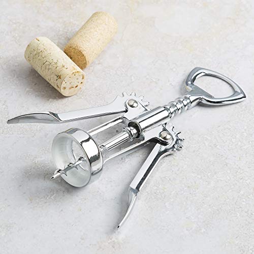 Cooking Light Premium Stainless Steel Winged Corkscrew Wine Opener - Portable All-in-One Bottle Opener, Black, Model: Wing Wine Opener