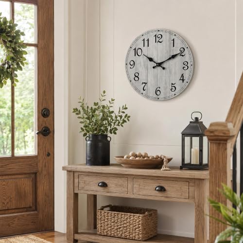 8-Inch Rustic Wooden Wall Clock, Silent Non-Ticking Decorative Clock
