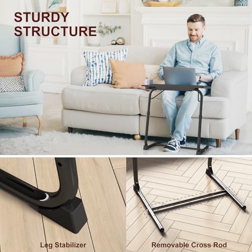 IWDOO Black Adjustable TV Tray Table with Cup Holder, Folding Couch & Bed Desk, 1 Pack
