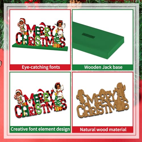 4pcs Black Santa Christmas Decorations Wood Centerpieces