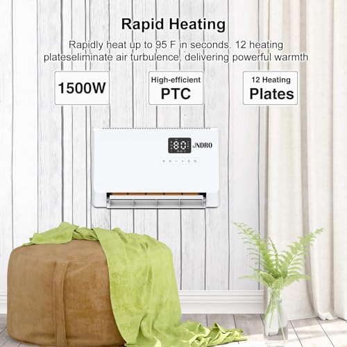Wall-Mounted Electric Space Heater with Thermostat and Remote