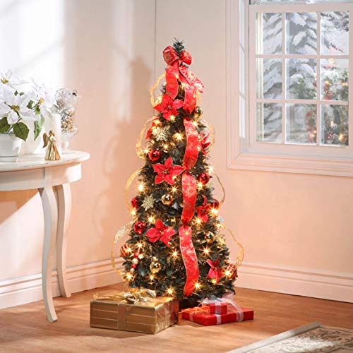 Red Poinsettia 4' Pull-Up Christmas Tree - Fox Valley Traders, Northwoods Greenery