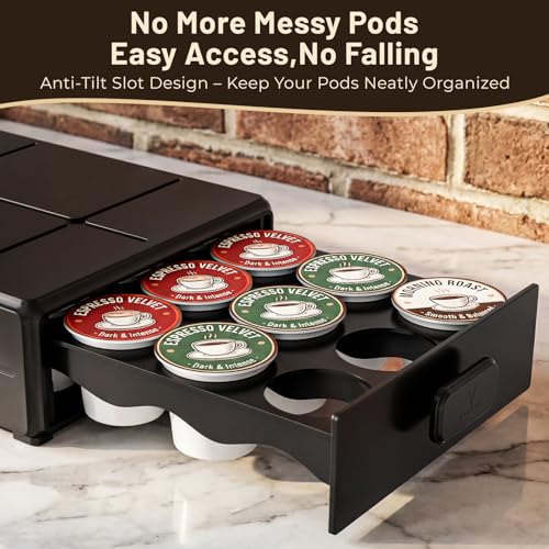 Coffee Pod Organizer Drawer - Holds 18 Pods, Under Machine Storage
