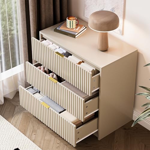 3-Piece Bedroom Dresser & Nightstand Set, 9-Drawer Chest with Gold Handles