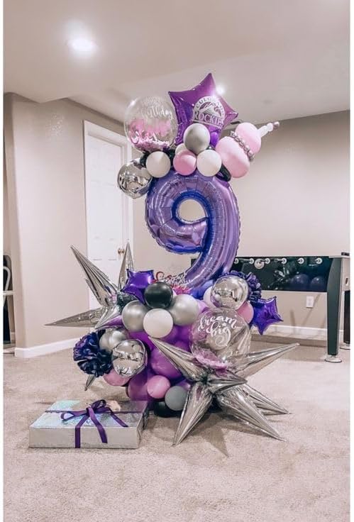 Purple Number 60 Balloon - 40 Inch Giant Foil Balloon for 60th Birthday Party Decorations