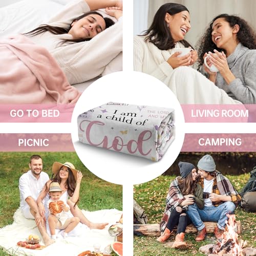 Christian Throw Blanket with Bible Verses, Religious Gift for Women & Girls