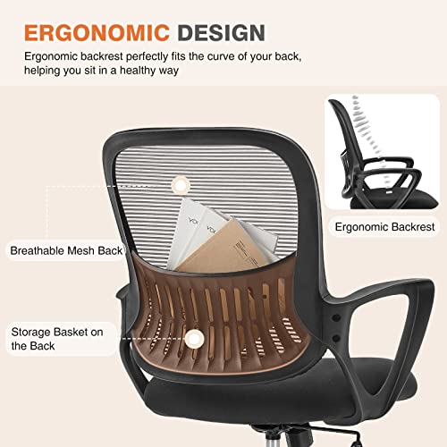 Sweetcrispy Ergonomic Office Chair Mesh Mid-Back Swivel Desk Chair