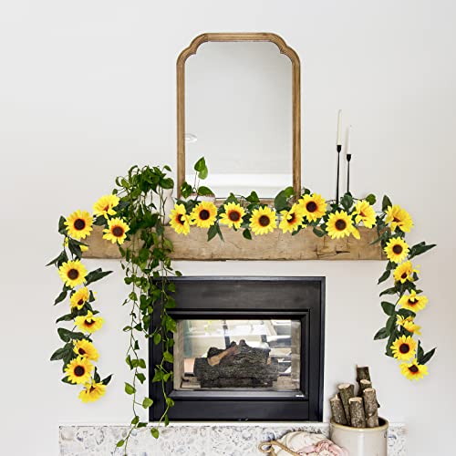 Artificial Sunflower Garland 3-Pack - 7.5ft Silk Hanging Flower Vines