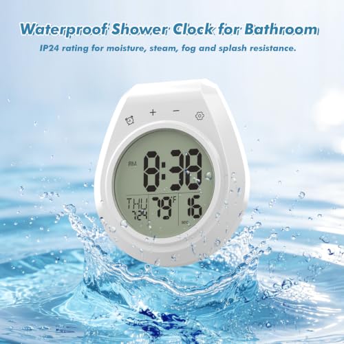 Waterproof Digital Shower Clock with Timer and Temperature Display