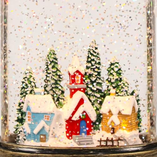 Christmas Snow Globe Candle Lantern with Music & Timer - Cabin Scene