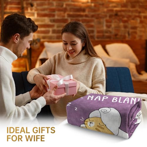 80x60 Inch Purple Wife Nap Blanket - Cozy Gift for Wife from Husband Birthday Christmas