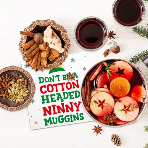 Elf Christmas Cocktail Napkins, 50 Pack - Buddy The Elf Funny Napkins (Variation: Muggins) - 5x5in