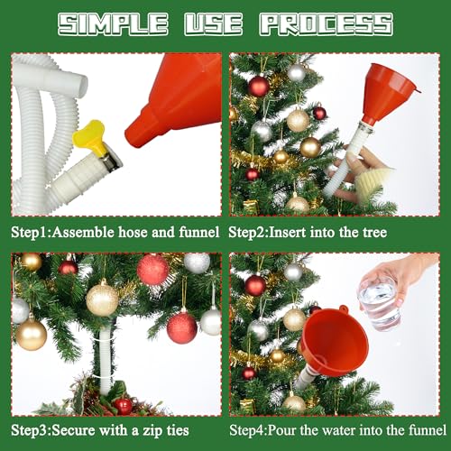 Joewuzun 1.5m Red Christmas Tree Watering Funnel with Long Spout & Ties