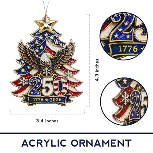 USA 250th Anniversary Christmas Ornament - Patriotic Eagle Tree Decor