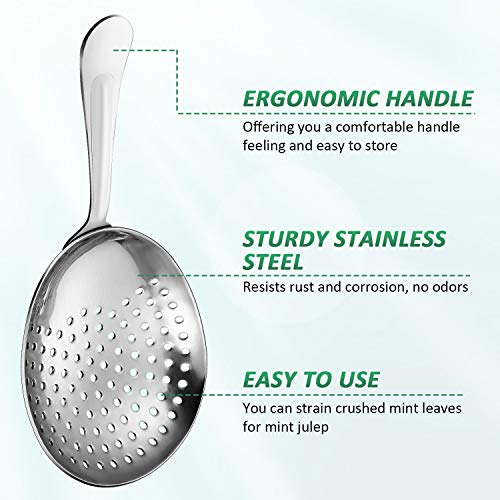 Boao Silver 2-Pack Stainless Steel Julep Strainers for Cocktails