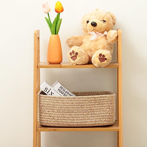 Small Woven Storage Baskets 3-Pack Cotton Rope Closet Bins Brown