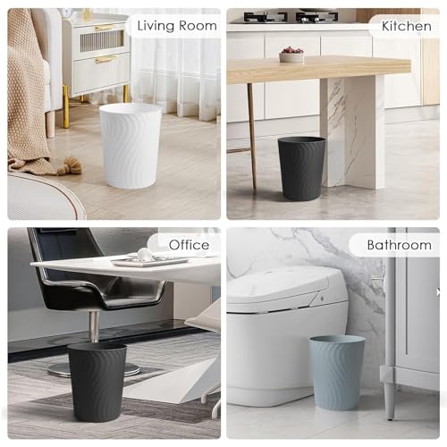 Small Trash Can 3 Pack 1.8 Gallon Slim Plastic Waste Basket with Bags