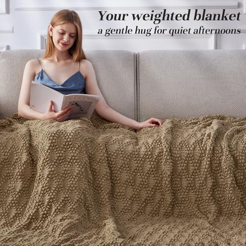 Chunky Knit Weighted Blanket 60''x80'' 20lbs - Breathable & Stylish