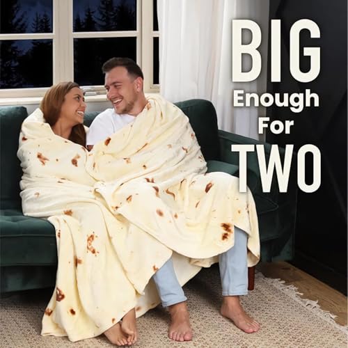 85-Inch Burrito Tortilla Throw Blanket - Realistic Soft Fleece Novelty Gift