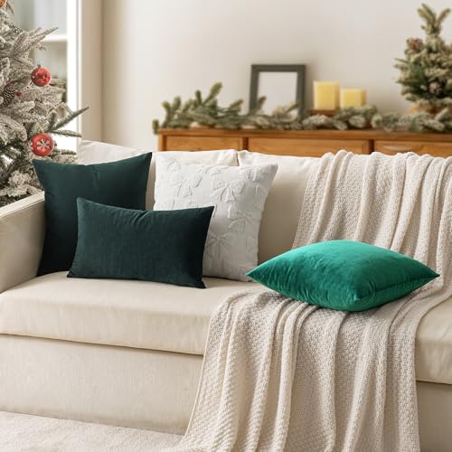MIULEE Velvet Christmas Throw Pillow Covers 18x18 Inch Pack of 2 - Army Green