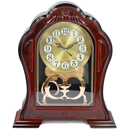 Antique Mantel Clock with Swinging Pendulum - Farmhouse Tabletop Decor
