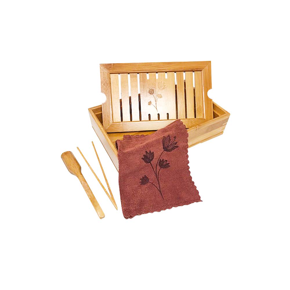 Bamboo Chinese Gongfu Tea Tray Table Box Set by Trademark Innovations
