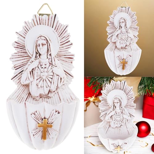 Resin Holy Water Font Wall Hanging Religious Home Decor for Entryway