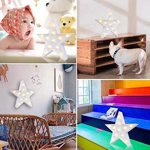 LED Star Marquee Sign Night Light, Battery Operated Desk or Wall Decor
