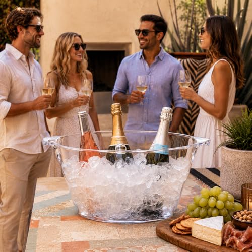 Oggi Acrylic Oval Beverage Cooler - Ice Tub for Drinks & Parties, 18.5 x 11 inches