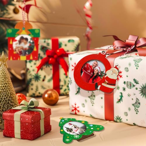 24 Pcs Christmas Wooden Picture Frame Ornaments - DIY Personalizable Holiday Decor