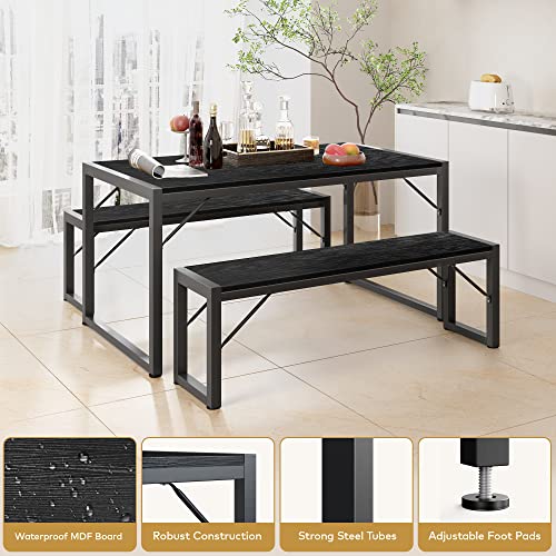 45.5-Inch Dining Table Set for 4 with 2 Benches, Space-Saving Kitchen Table