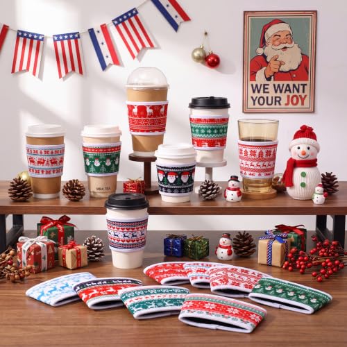 Potchen Sweater 16-Pack Neoprene Coffee Cup Sleeves for 12-16 Oz Cups