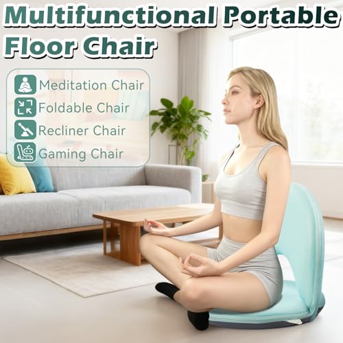 Adjustable Folding Floor Chair with Back Support for Gaming and Reading