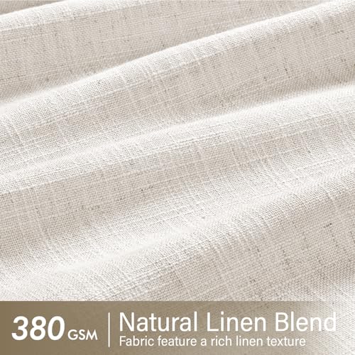 Pinch Pleat Linen Curtains 90 Inch - Light Filtering Drapes (Set of 2)