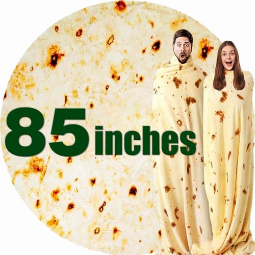 85-Inch Burrito Tortilla Throw Blanket - Realistic Soft Fleece Novelty Gift
