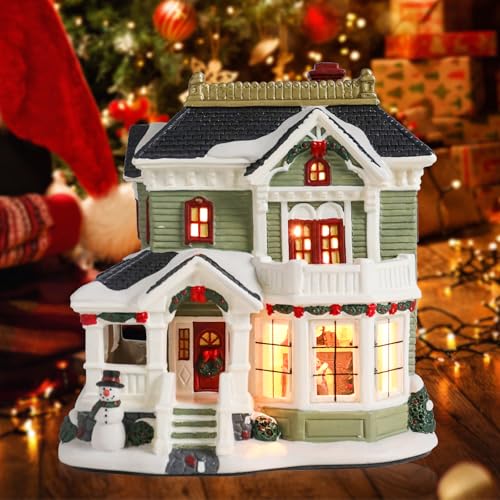 Lighted Christmas Village House - Ceramic Indoor Holiday Decor with LED