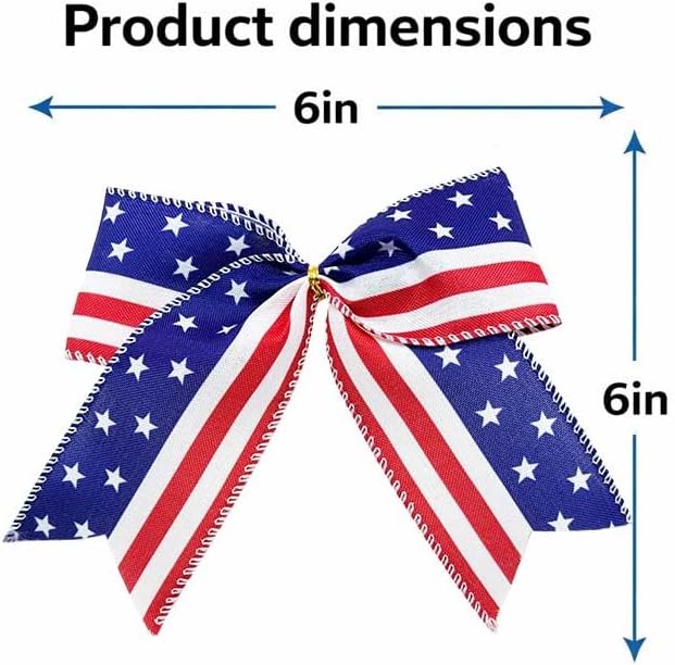 Patriotic USA Bows by 4th of July Decorations | 12-Pack Red, White & Blue Wreath Bows for Independence Day