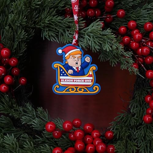 Sleigh Force One Funny Christmas Ornament - Sarcastic Holiday Tree Decoration - Gag Gift for Adults, Friends, Coworkers