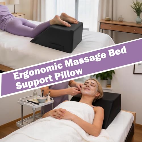 Leg Support Bolster Pillow for Massage Therapy - 30D Foam, Easy-Clean Cover, 20.4 x 18.5 x 9 Inch