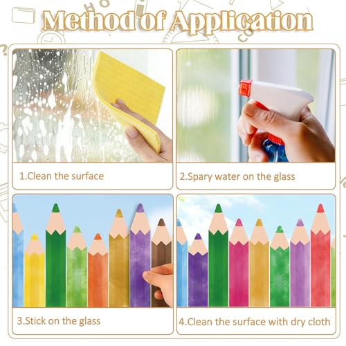 Pencil Window Clings - 9 Sheets, 27 Pcs Double-Sided Classroom Decor