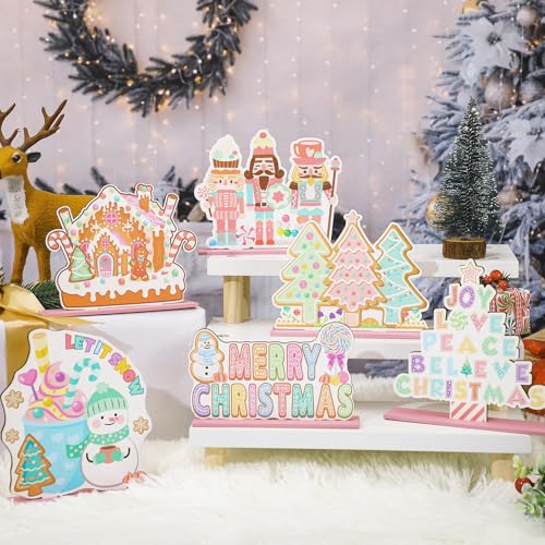 Weysat Christmas Style Pastel Candy Wooden Centerpiece Set - Holiday Decor
