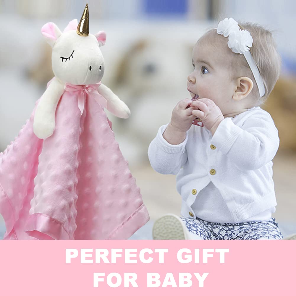 Pro Goleem Unicorn Lovey - Soft Plush Pink Security Blanket for Girls | 16-Inch Snuggle Toy