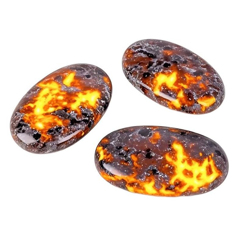3PCS Oval Yooperlite Stones 2-2.4 Inch Fluorescent Palm Worry Stones