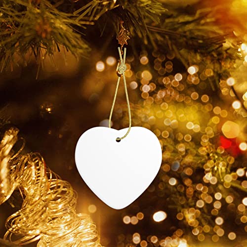 Personalized Ceramic Heart Christmas Ornament DIY Custom Holiday Decoration - White