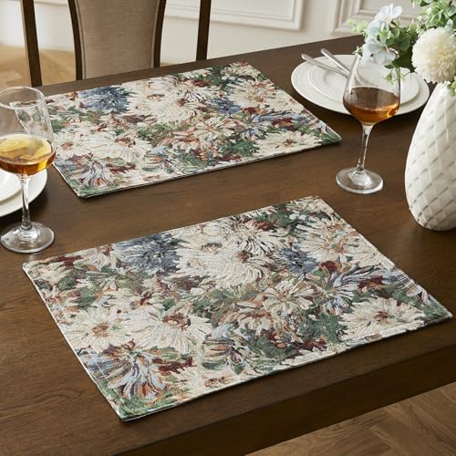 Warm Home Designs Mums Set of 4 Elegant Placemats | Holiday & Farmhouse Style