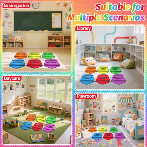 6-Piece Crayon Classroom Carpet Seats, 14x17 Inch Non-Slip Floor Mats