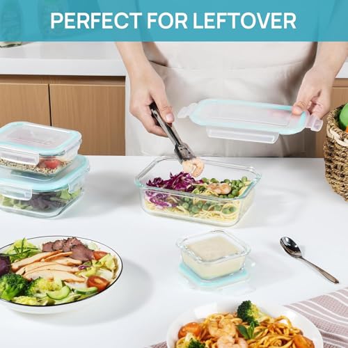 8-Pack Glass Food Storage Containers with Airtight Lids for Meal Prep