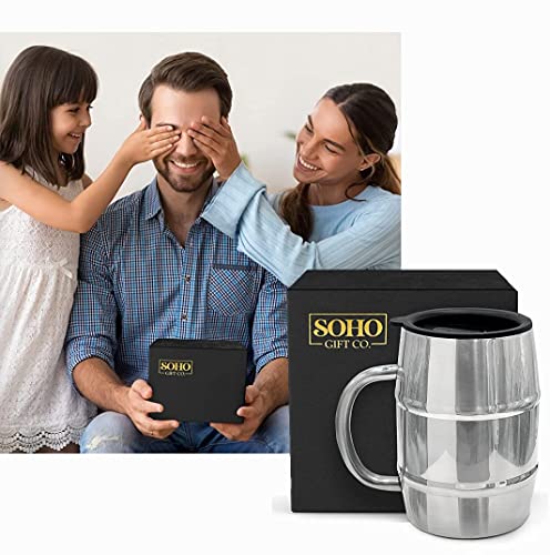 GALVANOX Off Duty Until Further Notice 17oz Insulated Stainless Steel Mug for Men - Gift Boxed Beer & Coffee Cup with Handle & Lid
